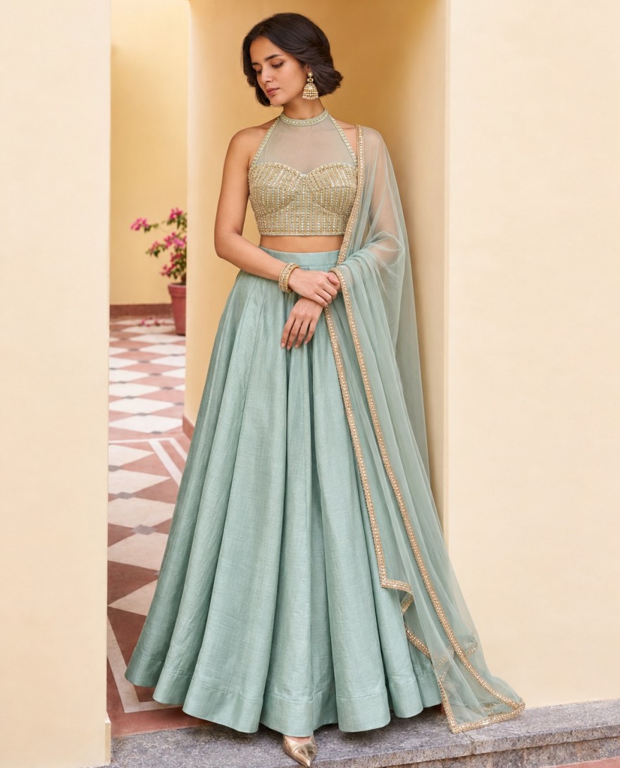 9029 - Exuberant Embroidered Silk Readymade Lehenga Choli